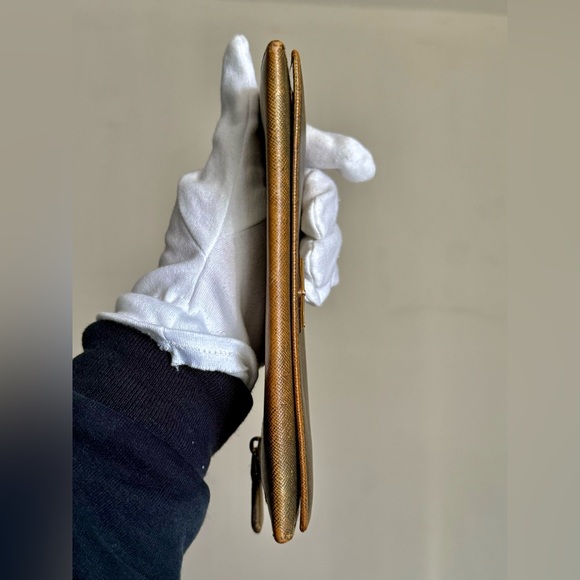 Prada Metallic Gold Saffiano Leather Lux Long Wallet - Picture 5 of 16